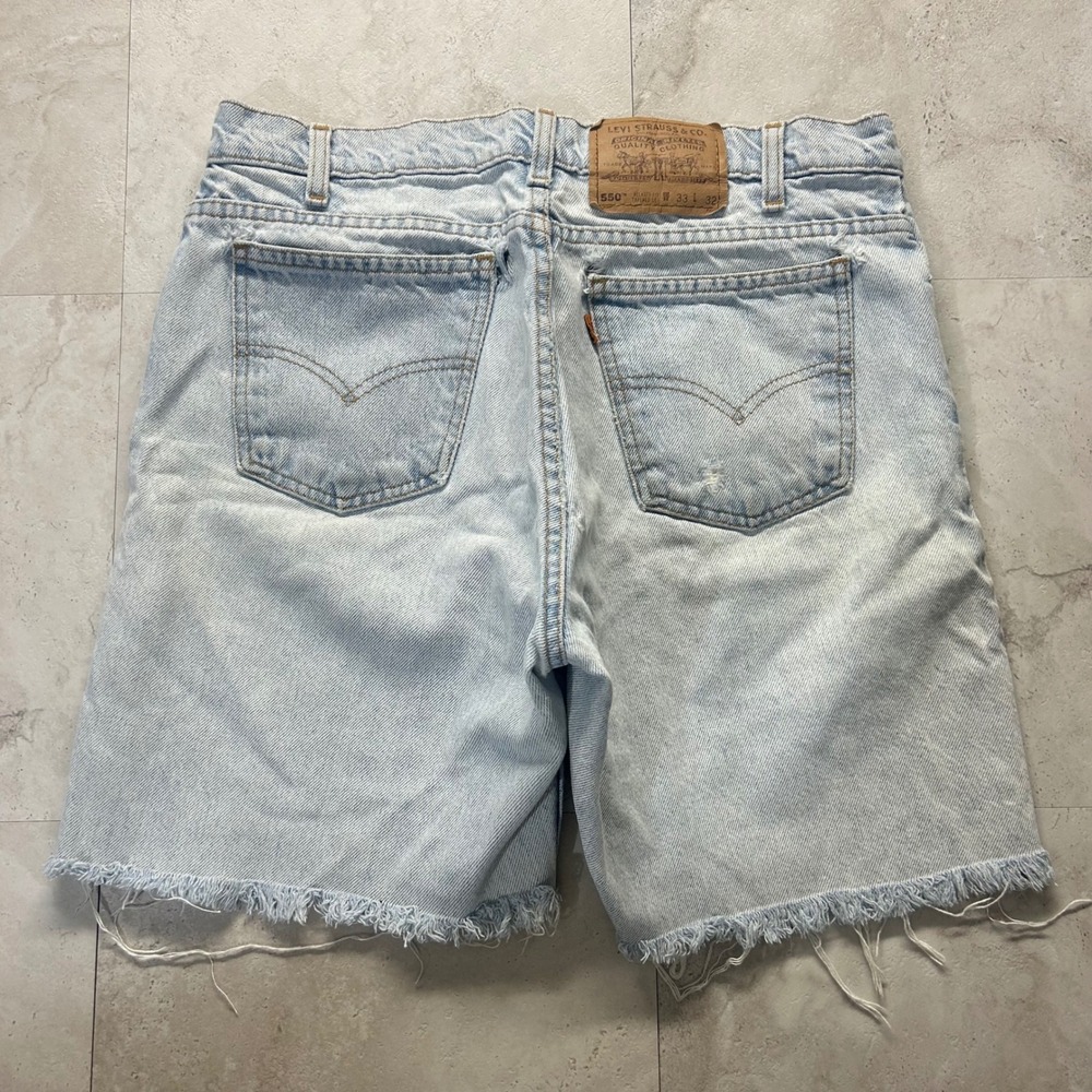 Levis 550 Orange Tab Cut Off Shorts Light Wash Women Size 32 Vintage 90s Denim